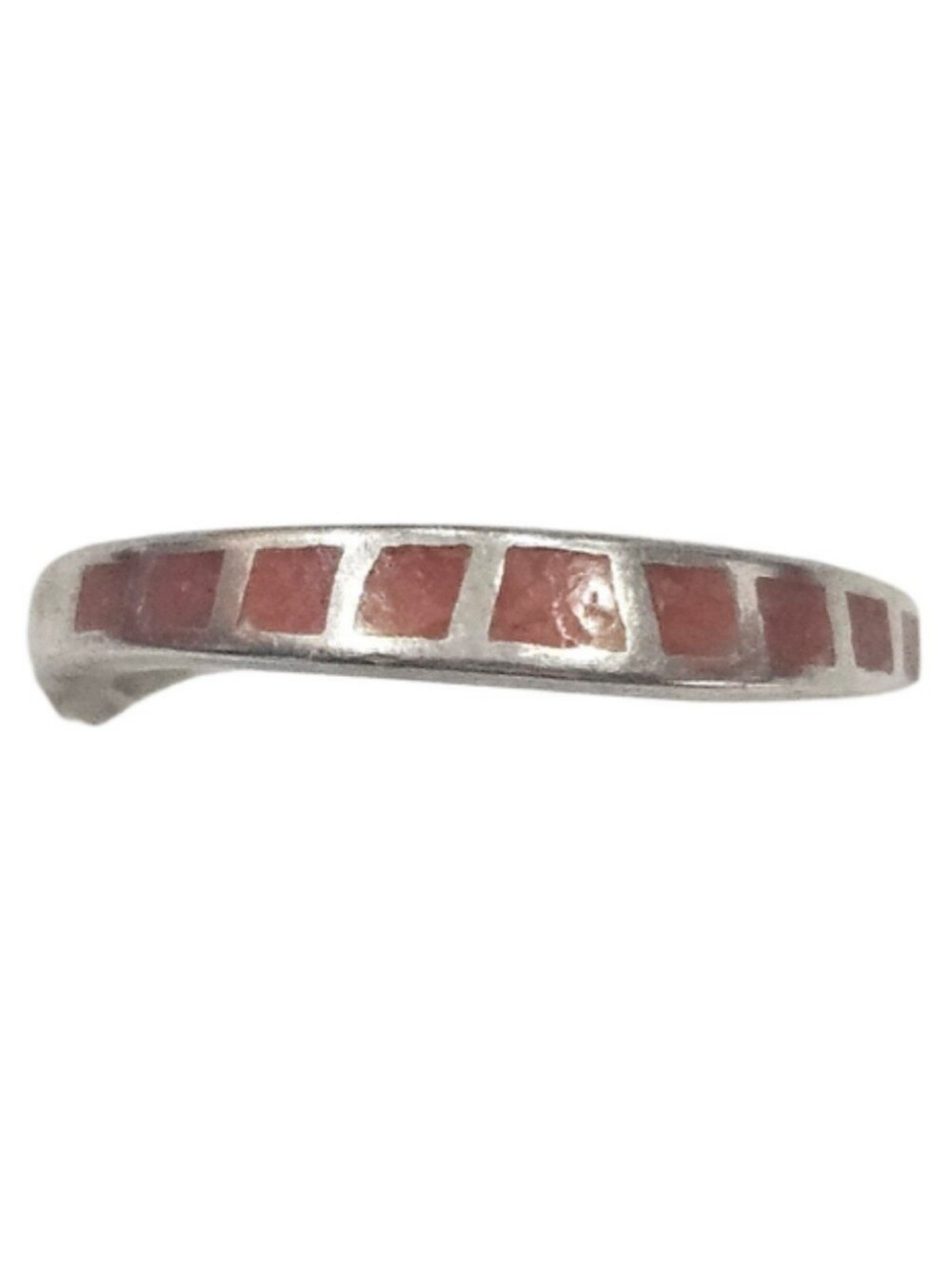 Vintage Carolyn Pollack Coral Inlay Ring in Sterling Silver 6.25